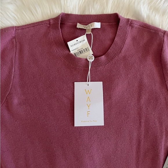 NWT WAYF sweater Blush Mauve Pink Long sleeve With Waist Tie Size MEDIUM - Picture 2 of 8